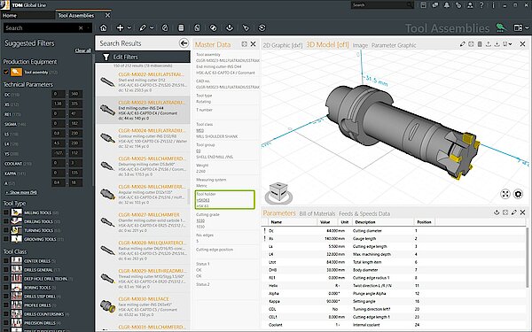 Tool Assemblies - Master Data in TDM Global Line.