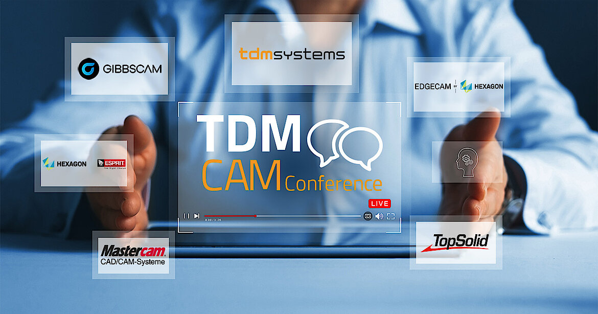 TDM CAM Conference mit Cambio (GibbsCAM), Hexagon (EDGECAM, ESPRIT), Mastercam und TopSolid
