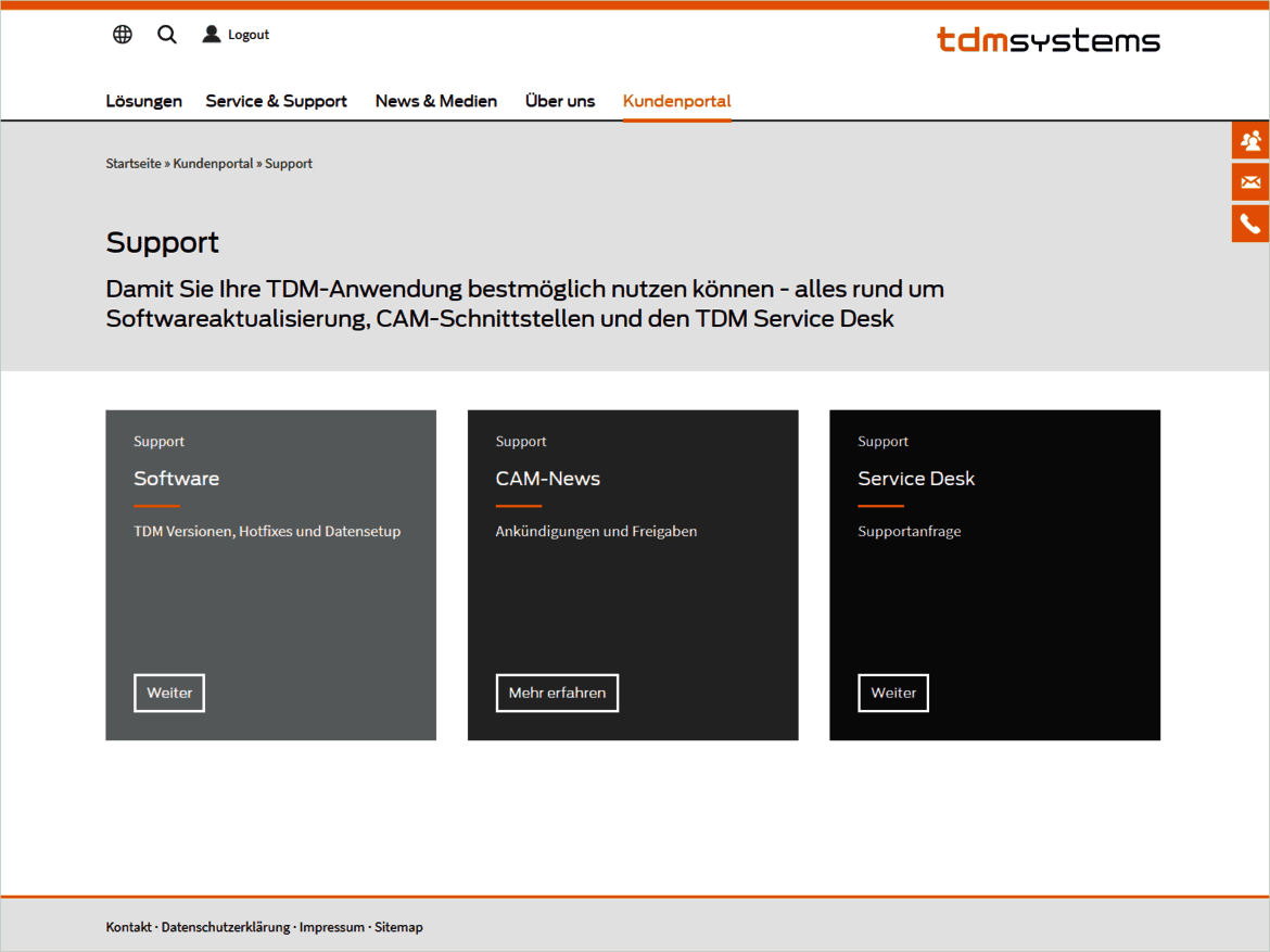 TDM Kundenportal Support.