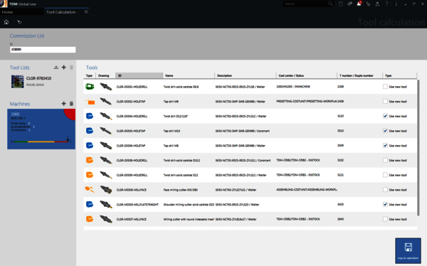 TDM Shopfloor Manager - tools in use