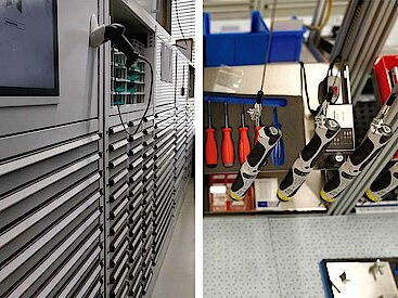 Toolbox cabinets and optimally organised set-up stations