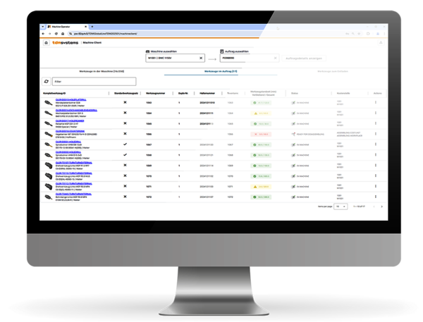 Softwaremaske TDM Machine Web Client.