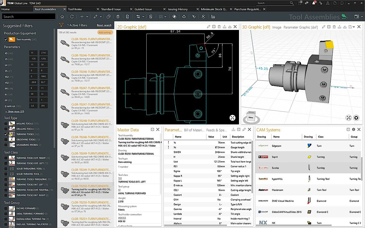 TDM Global Line 2020, tool data