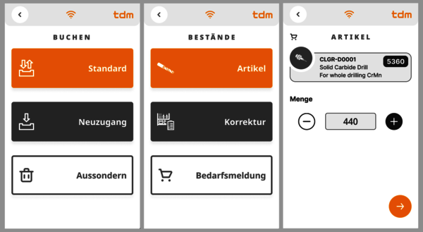 User Interface TDM ScanEasy.