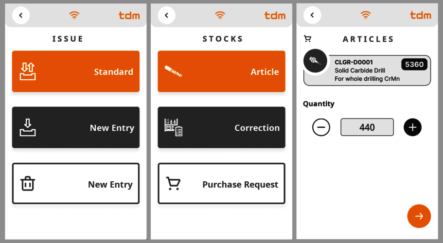 Interfaccia utente TDM ScanEasy