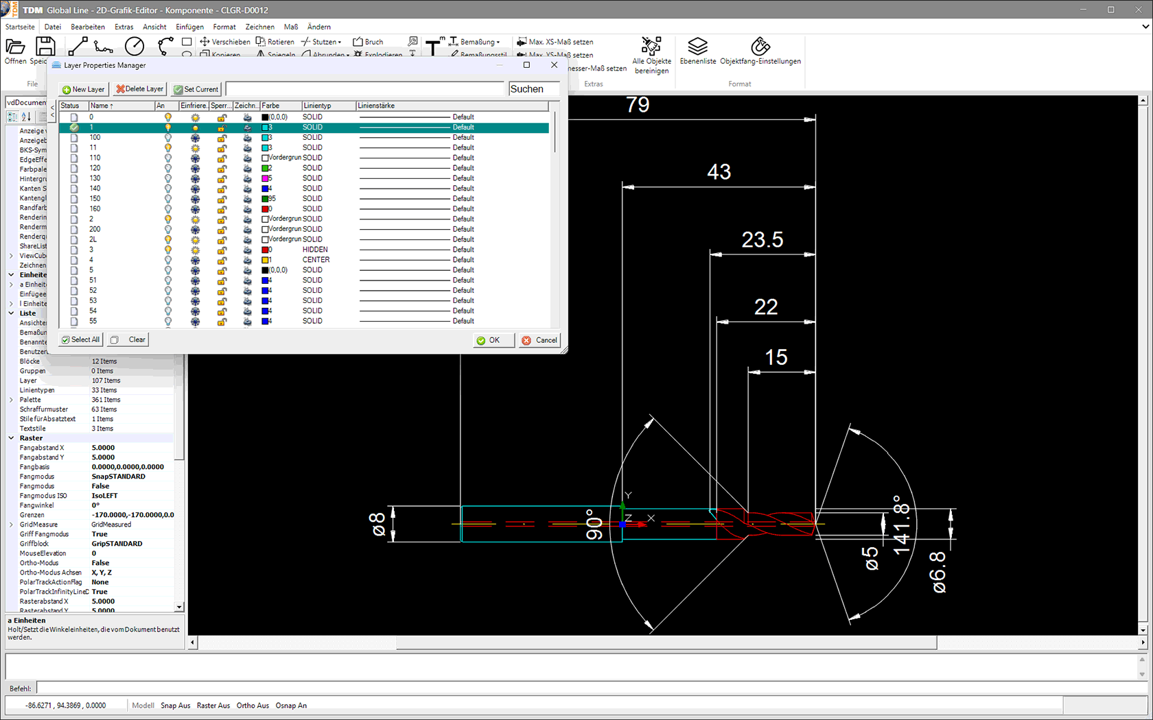 TDM Global Line, 2D-Grafik Editor, Properties Manager