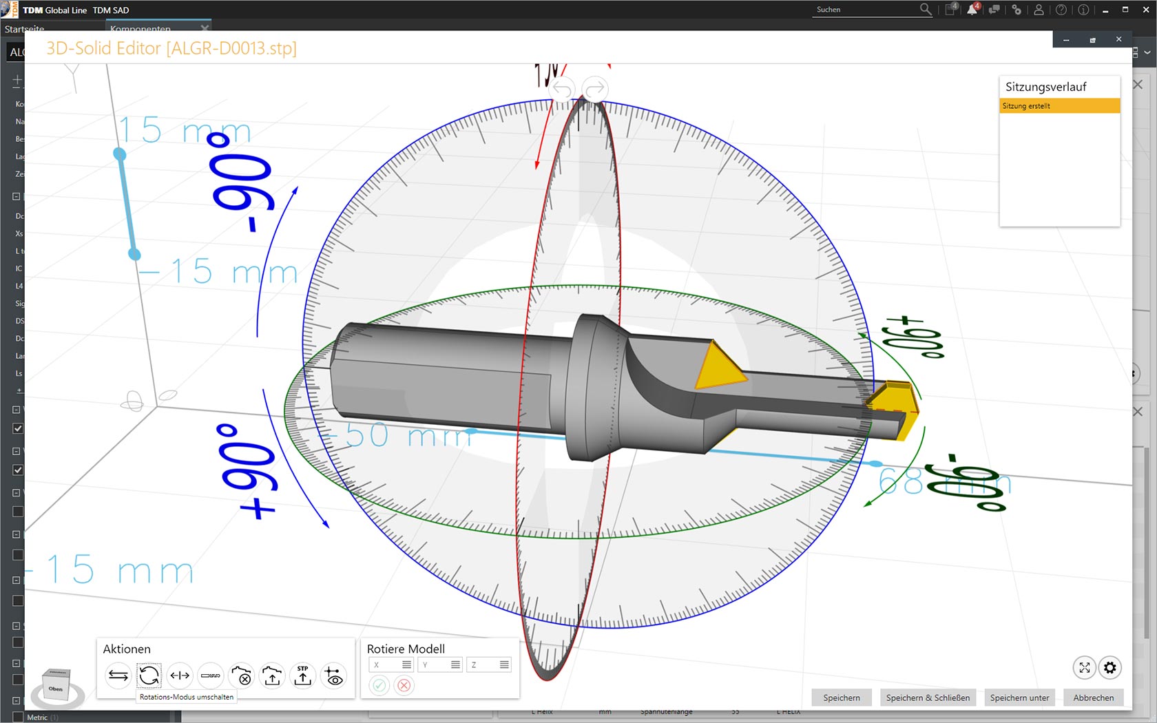 TDM Global Line, 3D-Solid Editor, rotiere Modell