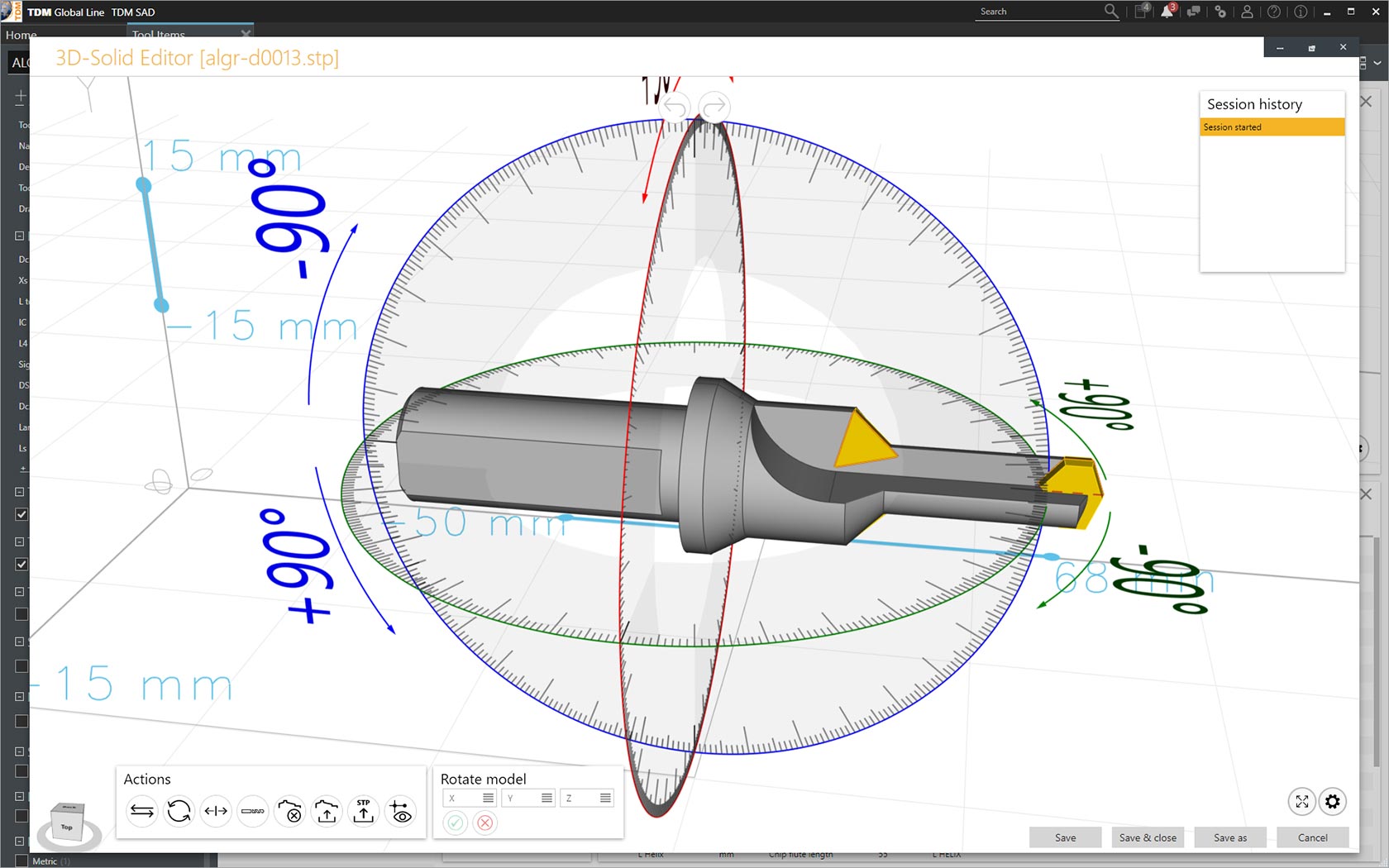 TDM Global Line, 3D Solid Editor, rotate model