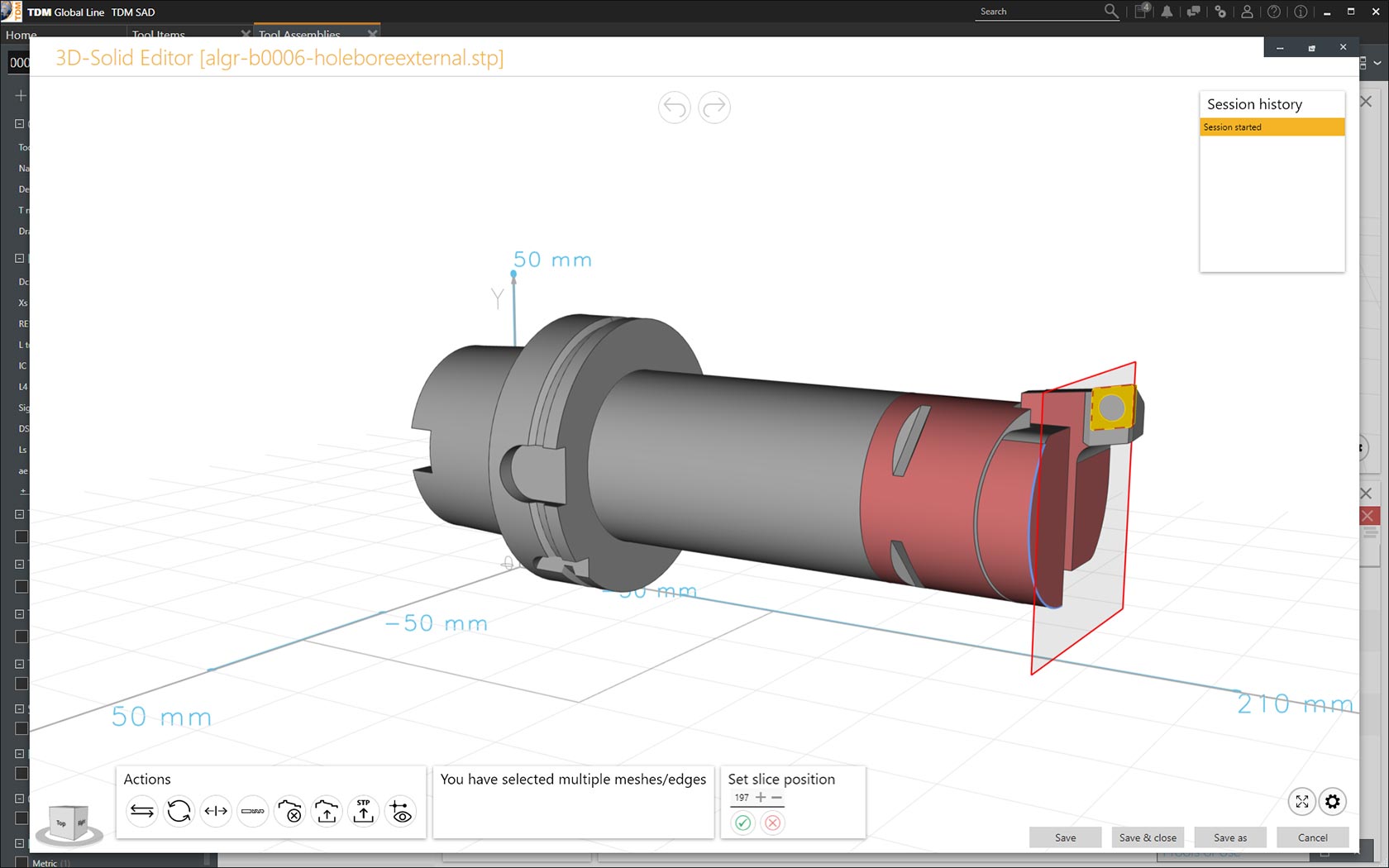 TDM Global Line, 3D Solid Editor, set slice position