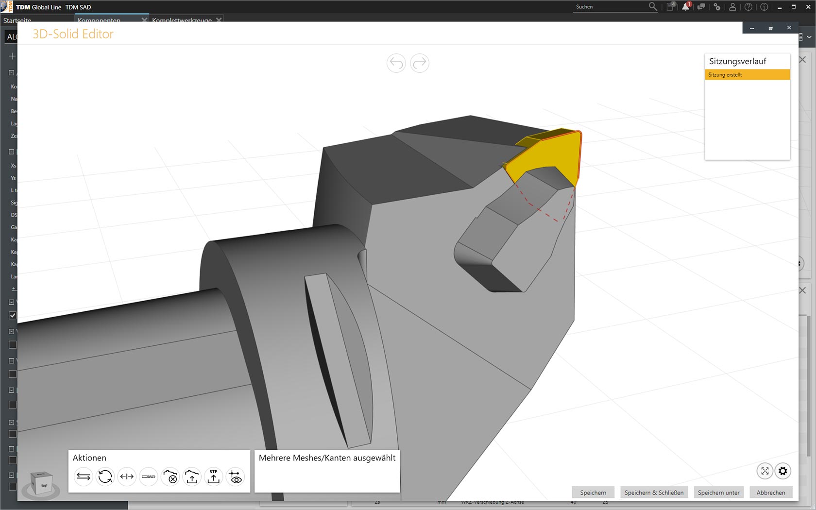 TDM Global Line, 3D-Solid Editor, 3 Kanten ausgewählt
