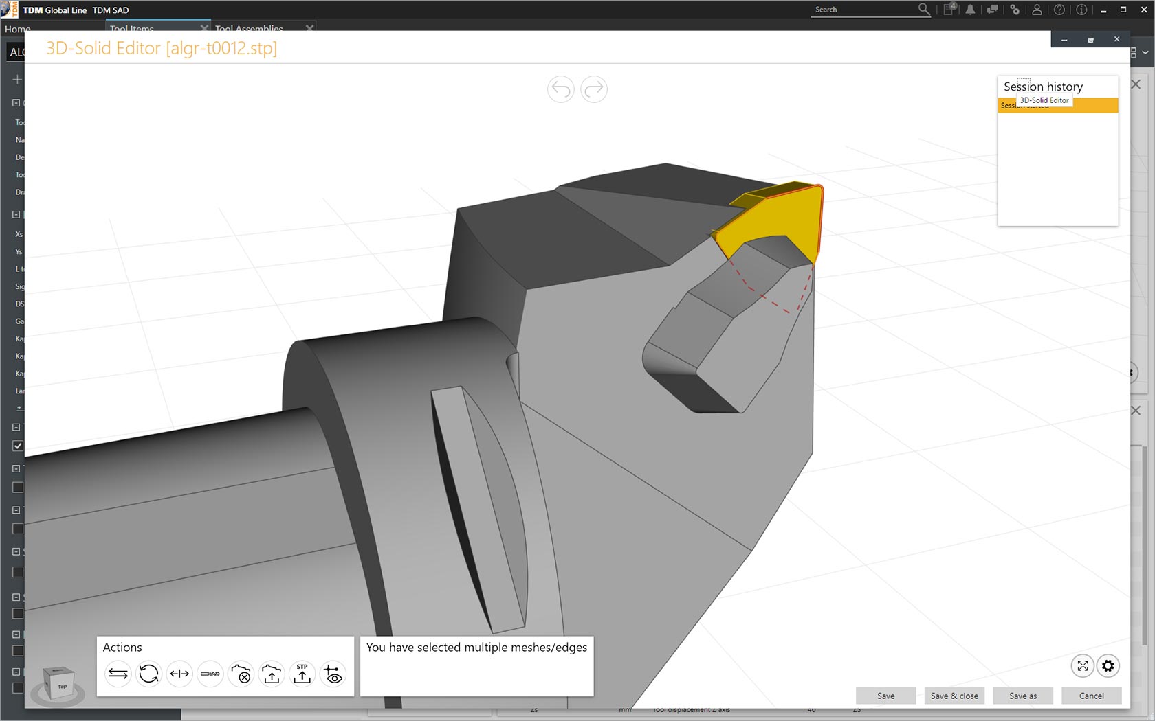 TDM Global Line, 3D Solid Editor, 3 edges selected