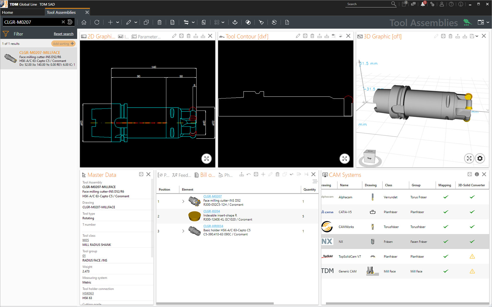 Créez des graphiques d'outils rotatifs avec TDM Générateur de Contours - modèle 3d et contour d'outil. (vue d'écran)