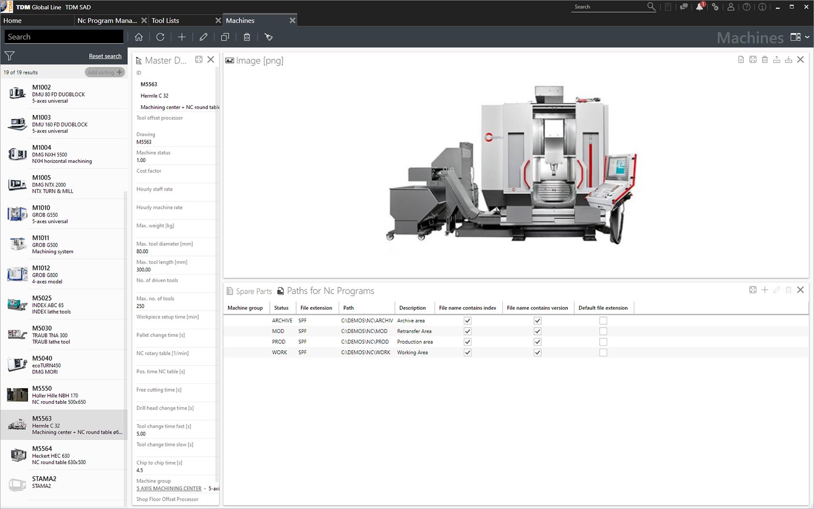 Percorsi per programmi NC all'interno del modulo TDM Integrated NC-Program Manager Global Line.