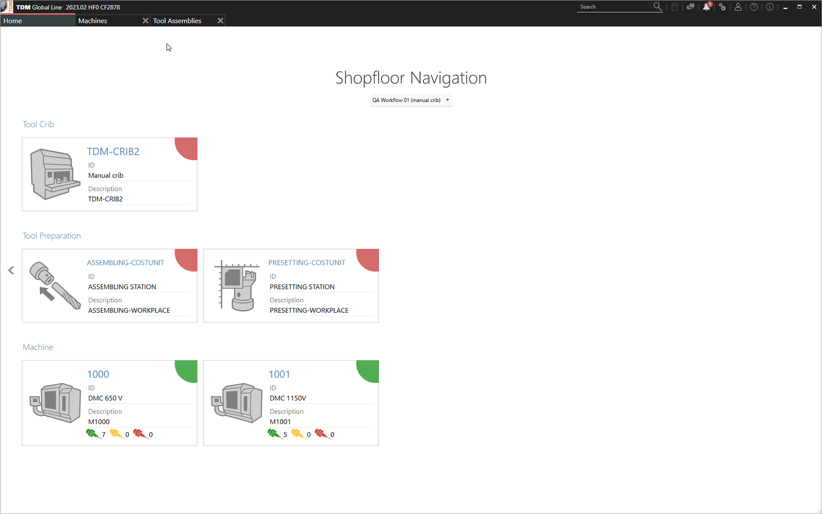Vue d'écran du TDM Shopfloor Manager Global Line - Outils d'organisation de la fabrication - Navigateur.