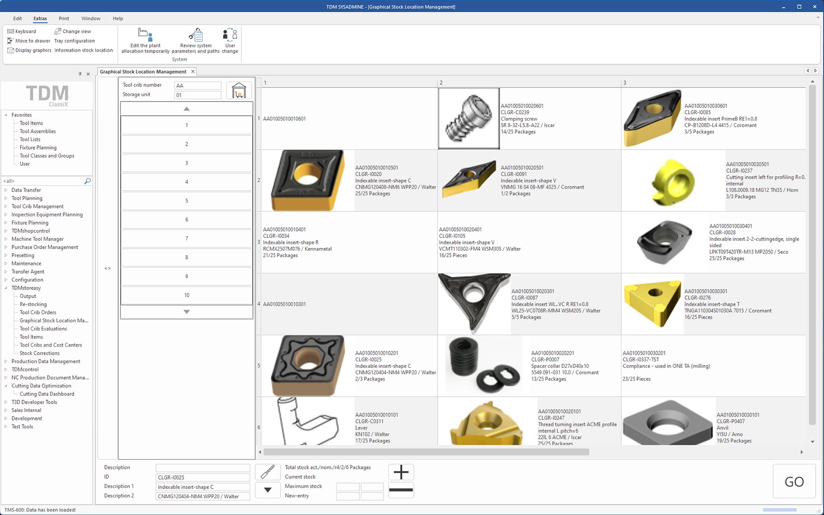Optimize tool cabinet management with graphical stock location management within TDMstoreasy.