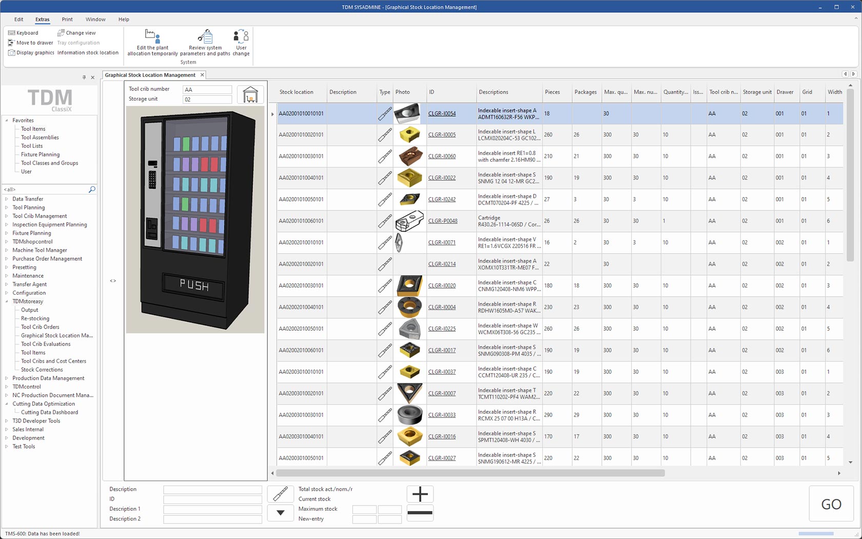 Optimize tool cabinet management with graphical stock location management with cabinet in TDMstoreasy.