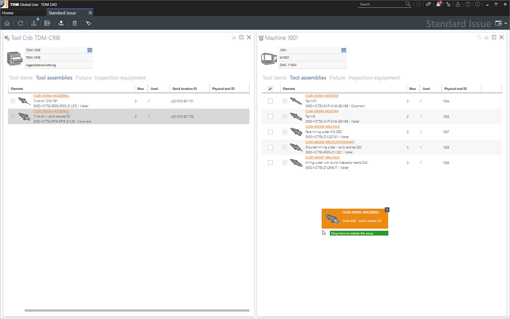Ridurre i costi di stoccaggio con la registrazione standard in TDM Modulo di Magazzino - assiemi utensili